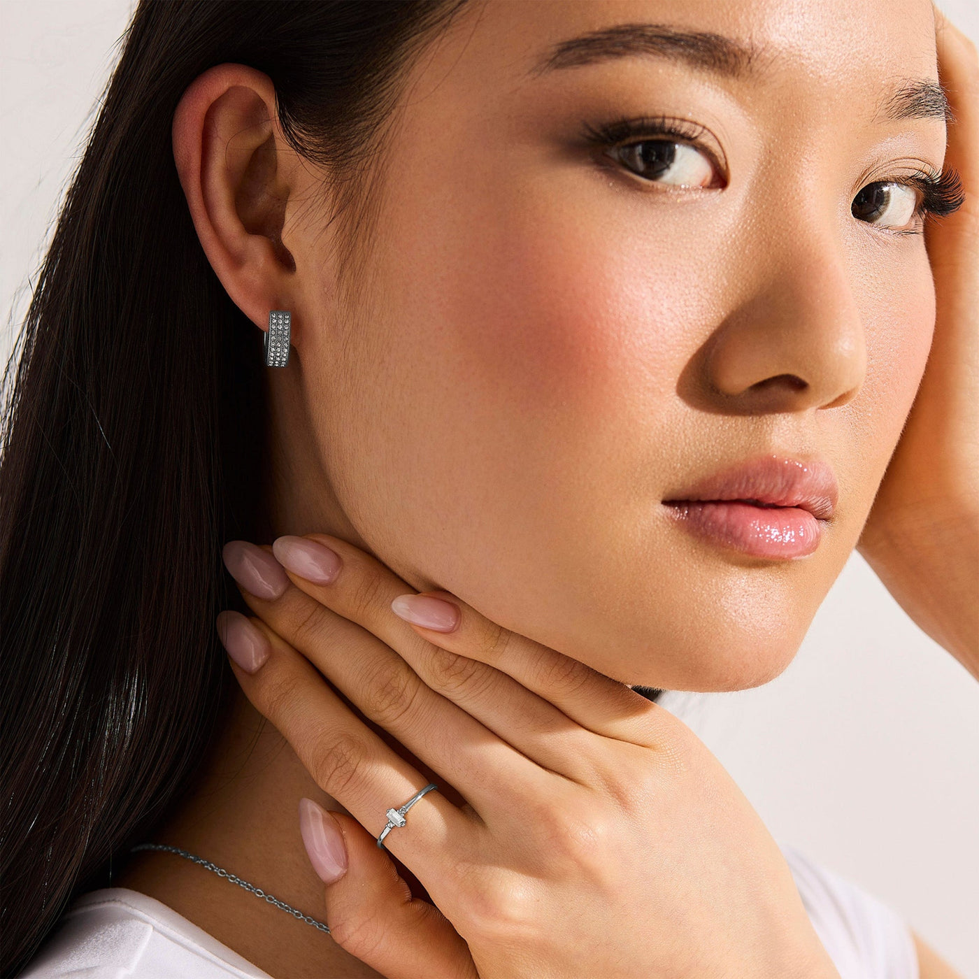 Pavé Crystal Huggie Hoop Earrings