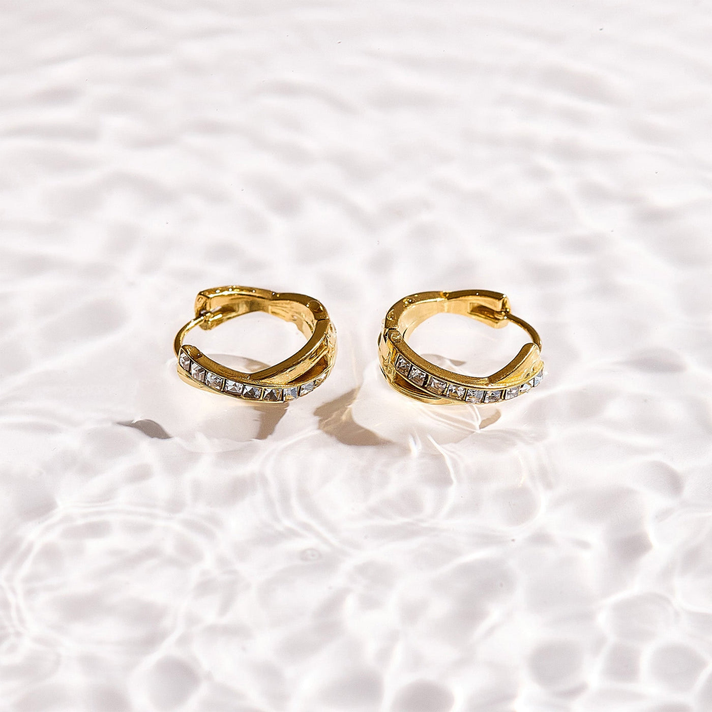 Crystal Twist Hoop Earrings