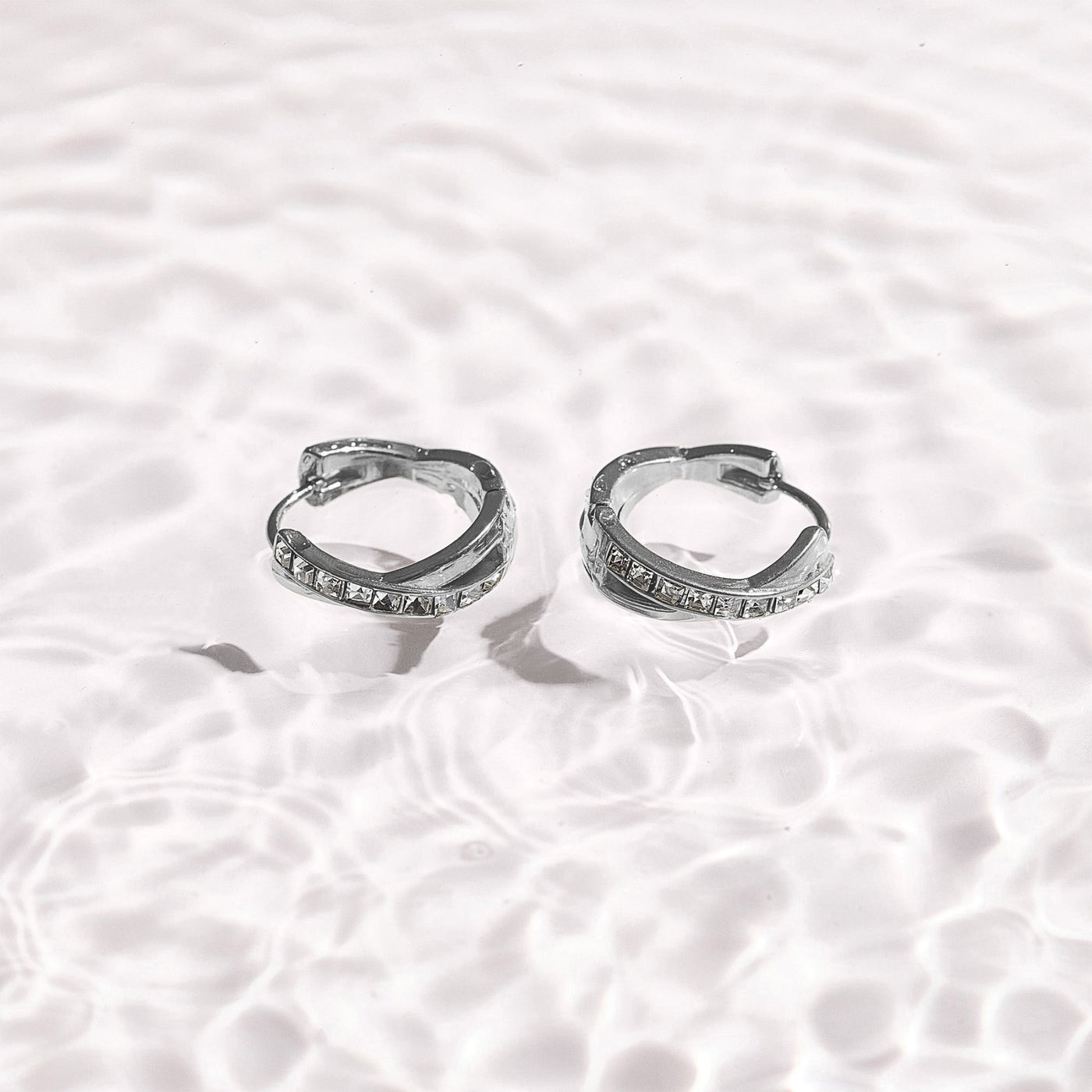 Crystal Twist Hoop Earrings