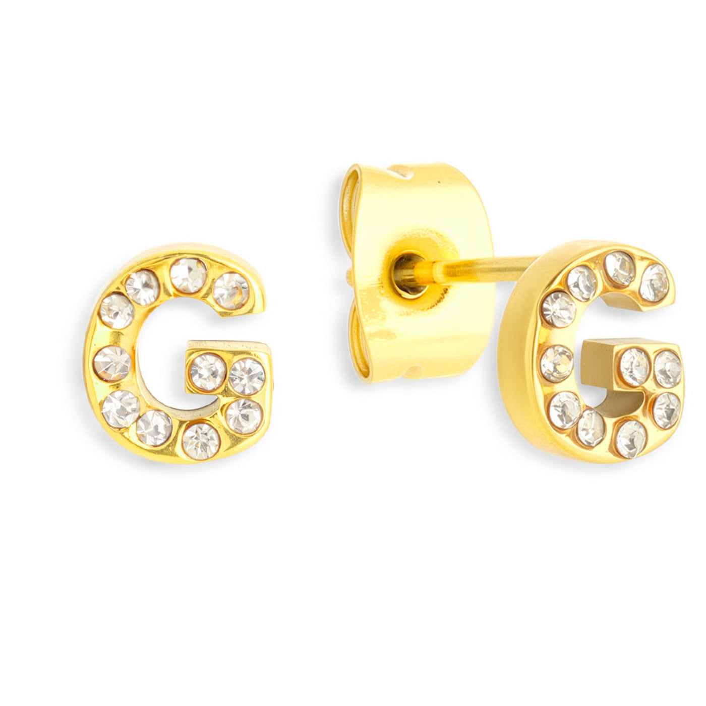 Crystal Initial Stud Earrings