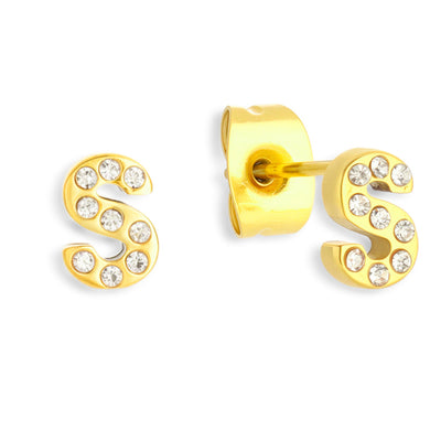 Crystal Initial Stud Earrings