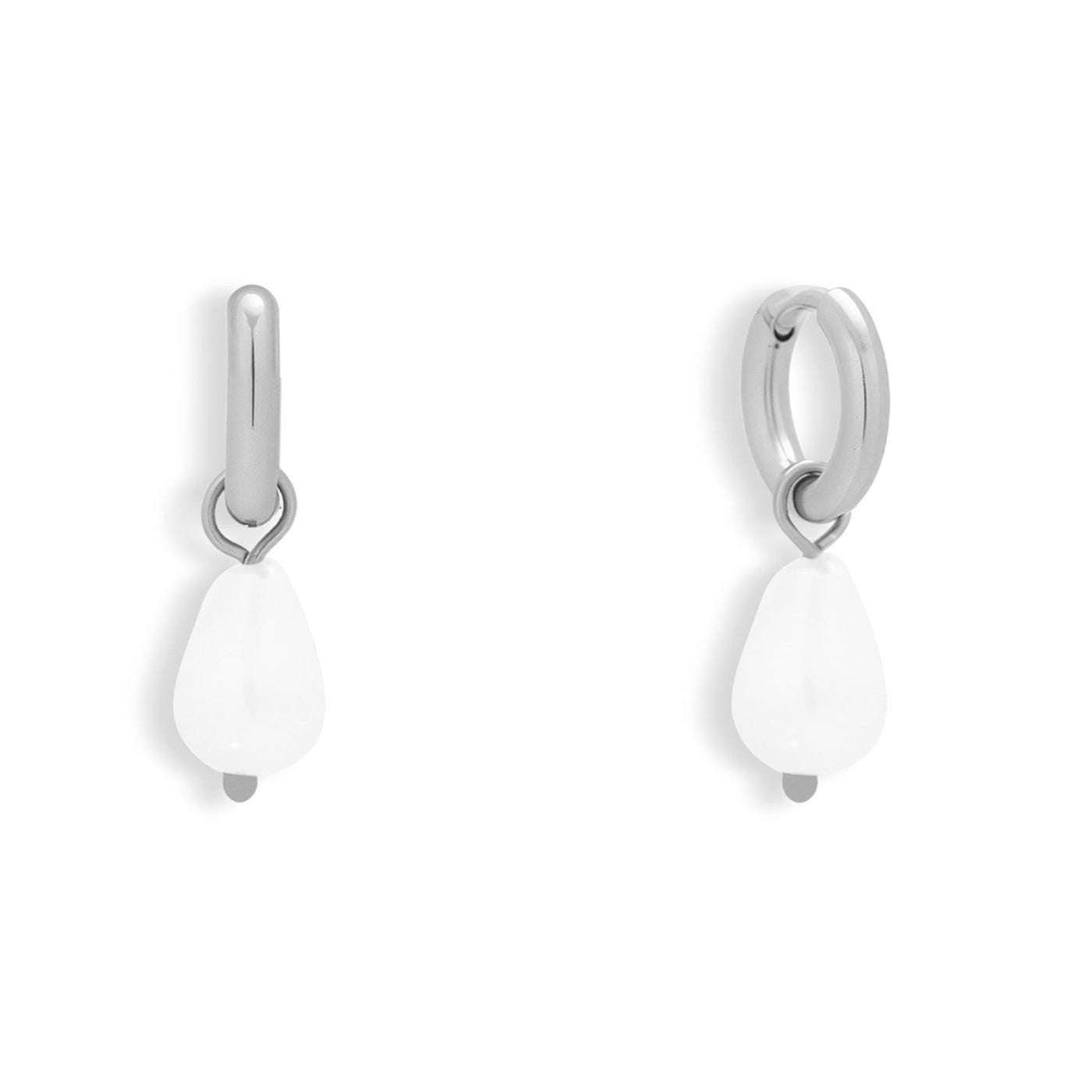 Pearl Drop Charm Hoop Earrings