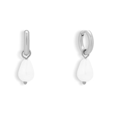 Pearl Drop Charm Hoop Earrings