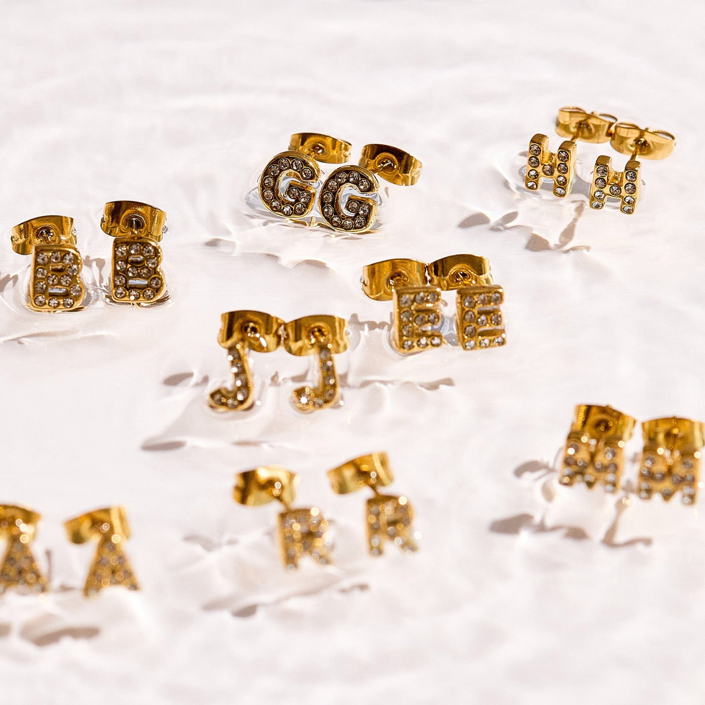 Crystal Initial Stud Earrings